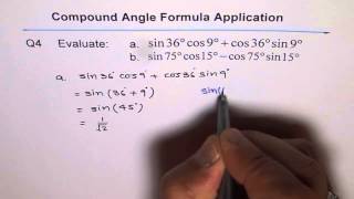 Evaluate Using Compound Angle sin 45 Q4