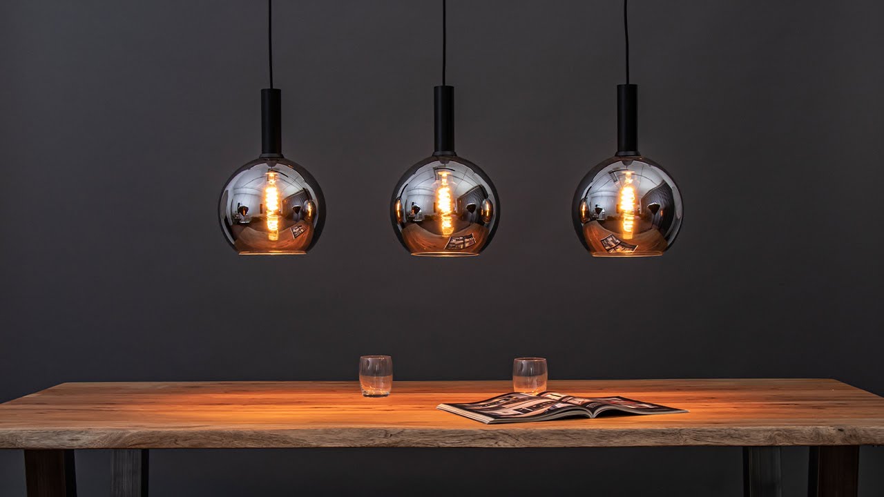 Trendy hanglamp met smoke/titanium glazen bollen | Straluma 23220108