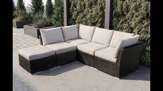 OUTFLEXX Gartenlounge, schwarz/weiß, Alu/Polyrattan, witterungsbeständig, mit Kissenboxfunktion