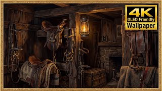 4K Wallpaper - Rustic Stable Saddles - Western Aesthetic