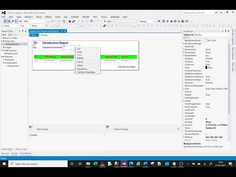 MS SSRS tutorial on report headers and footers. Adding page numbers, images and other options.