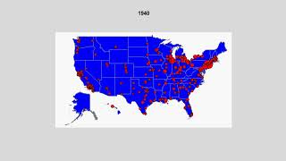Demographic Map Showing Growth of U.S. Cities