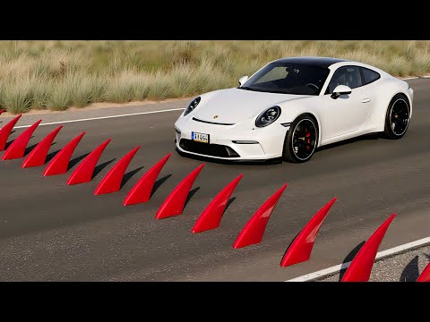 Cars vs Spikes Challenge #9 in BeamNG Drive!