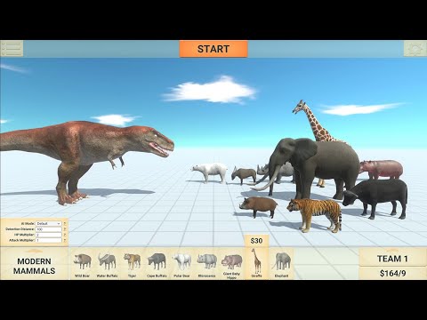 T-Rex Vs All Units (Modern Mammals) - Animal Revolt Battle Simulator