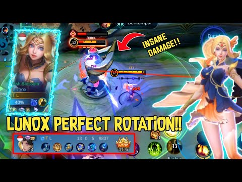 LUNOX GAMEPLAY PERFECT ROTATION 13 KILLS WITHOUT DEATH! LUNOX BEST BUILD 2021 - MOBILE LEGENDS