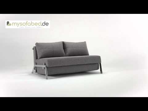 Schlafsofa CUBED 140 von Innovation - Grau - kleines Schlafsofa - Längsschläfer - mysofabed.de