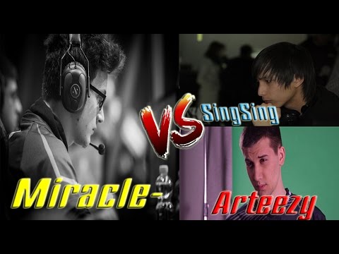 Miracle- vs Arteezy & Singsing  Top Dota  MMR vs. Top Streamers - Dota 2 7.04