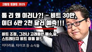 12/06) 톰 리 왜 이러나?! - 조만간 비트 30만,이더 6만 2천 달러 예측!!! 비트 조정, 그러나 고래들은 매수 중,스트레터지 비트 이동 퍼드