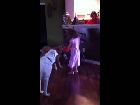 MaryClaire and Georgie playing catch