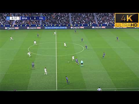 4K | PES 2025 Ultra Realism Graphics Mod | Real Madrid vs AC Milan | UEFA Champions League 2024/25