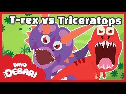 🎵 Roar! Roar! The T-Rex, Triceratops, fighting once again | T-rex VS Triceratops | DebariTV