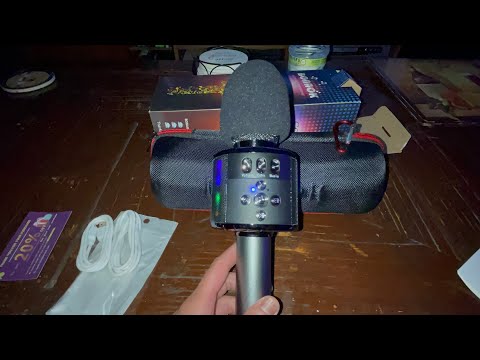 BONAOK Wireless Bluetooth Karaoke Microphone with Controllable LED Lights