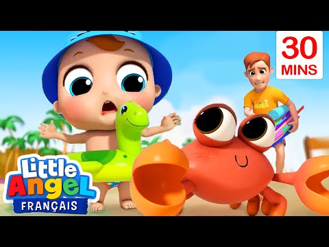 Jouons en famille à la plage + Comptines pour Bébé | Little Angel Français