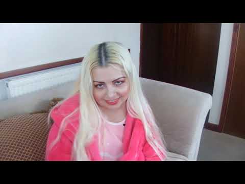 "A POSE FROM HOME!" PINK BATHROBE LOVE PYJAMA LINGERIE BLONDE GIRL LADY LONG HAIR CHAT! | ANA VANILA