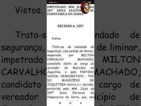 VEREADOR ELEITO MILTON DO PORTO CONSEGUE UM MANDADO DE SEGURANÇA NO TRIBUNAL REGIONAL ELEITORAL TRE E SERÁ DIPLOMADO.