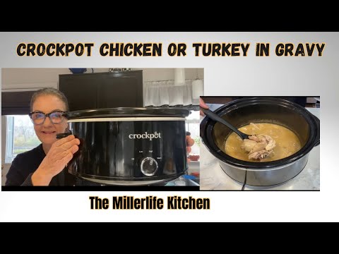 Crockpot Chicken or Turkey and Gravy / Using only a few pantry Staples ! 