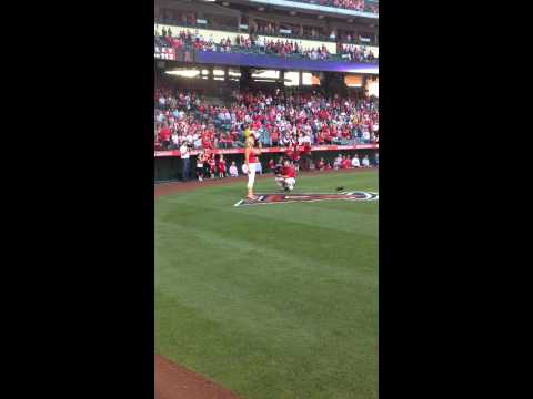 Kristina Curtis Sings the National Anthem for Angels Baseball 6-18-13