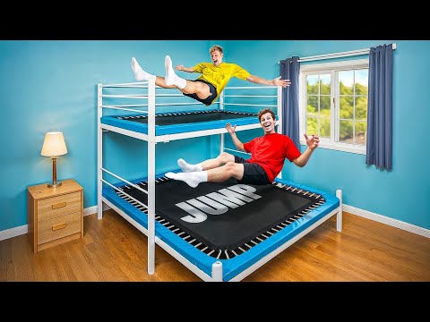 I Turned my Bunk Bed into a Trampoline!