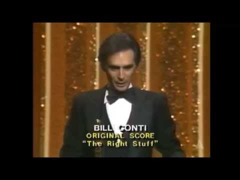 Bill Conti accepts Oscar for "The Right Stuff" score