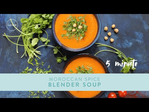 Vegan & Gluten free Moroccan Soup in a Stainless Steel Blender