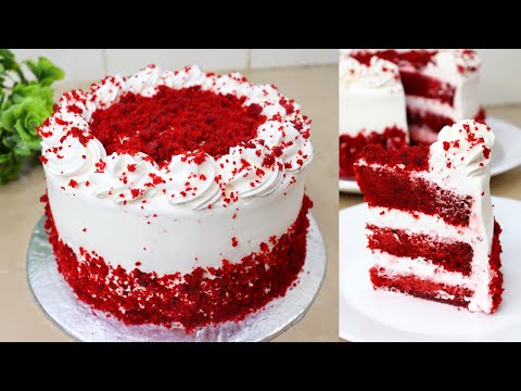 Red Velvet Cake Recipe With Cream Cheese Frosting | Easy Red Velvet Cake With Cup Measurements