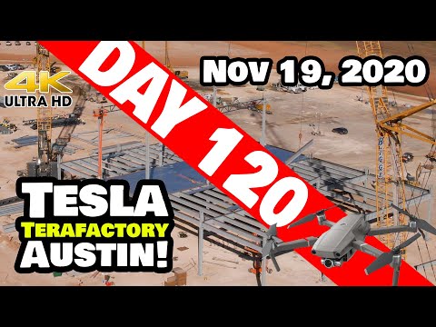 Tesla Gigafactory Austin 4K  Day 120 - 11/19/20 - Terafactory Texas - MAJOR PROGRESS ON GAZEBOS!