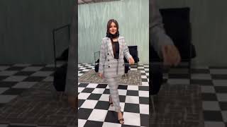 کت و شلوار زنانه تک رنگ چهار خانه مدل آروین جنس کتان لمه کد 606