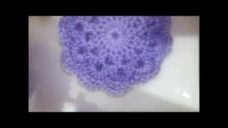 Handmade Crochet SET OF 6 FLOWER COASTERS Hand made in shades of  Purple