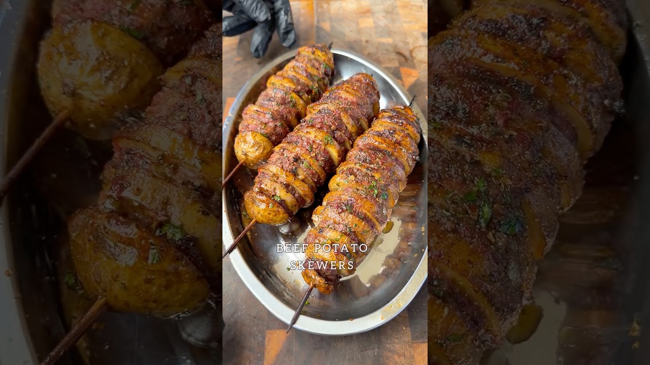 Beef potato skewers