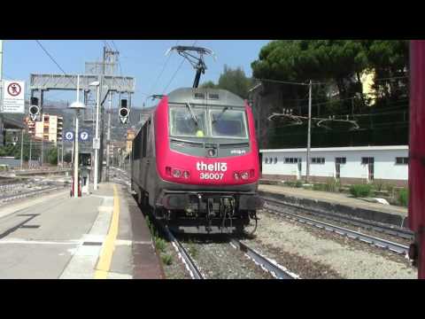 Ventimiglia HD-Thello 36000 class no.36007 arrives and couples to Thello intercity stock