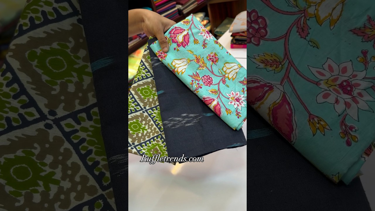 Printed Cotton Blouse Material (3*1)mtrs Combo! | Rs.599/- | WhatsApp-6369545679 | Shop@ruffletrends