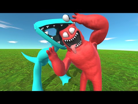 Cyan team rainbow friends face off BanBan team