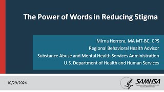 The Power of Words in Reducing Stigma (SAMHSA)