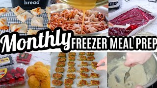 EASY MONTHLY FREEZER MEAL PREP | LARGE FAMILY MEALS | All Day Cook With Me | Meal Plan