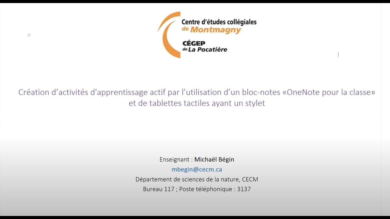 Création d’activités d’apprentissage actif par l’utilisation de OneNote et de tablettes tactiles ayant un stylet