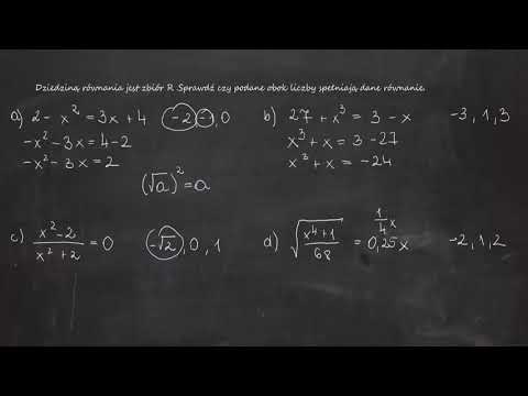 Dziedziną jest R .Sprawdź czy podane obok liczby spełniają dane równanie. a) 2- x^2=3x+4 -2,-1,0,