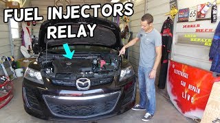 FUEL INJECTORS RELAY LOCATION REPLACEMENT MAZDA CX-7 CX7. CAR NOT STARTING