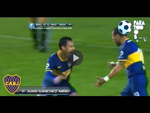 Gol Sánchez Miño. Boca 1 Racing 0. Torneo Inicial 2013. Fecha 7. Fútbol Para Todos.