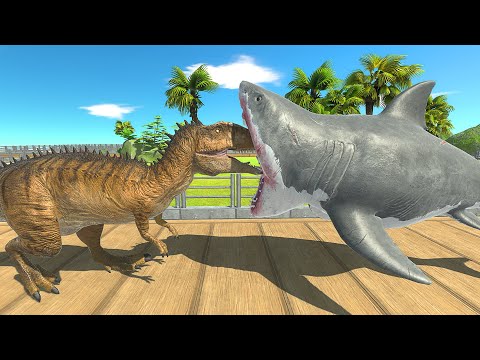 Mutant Megalodon vs Carchalodontosaurus Death Run - Animal Revolt Battle Simulator