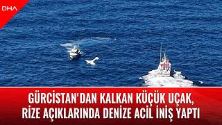 Gürcistan'dan kalkan küçük uçak, Rize açıklarında denize acil iniş yap