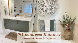 MAJOR Bathroom Makeover on a Budget | Extreme Declutter & Organize | How to Frame out a Mirror