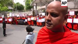 Buddhist monks protest outside Indian embassy over temple bombings