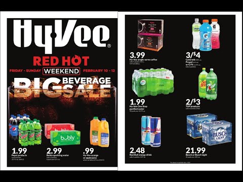Hy-Vee 3-Days Red Hot Weekend BIG Beverage Sale Ad Flyer 02.10.2023-02.13.2023 Stock-up Prep Food