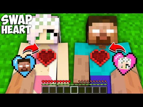 What if I SWAP THE HEART OF GIRL AND HEROBRINE in Minecraft ? HEART UPGRADE !