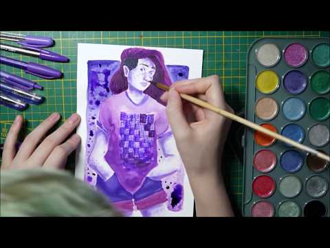 USING ALL MY PURPLE ART SUPPLIES