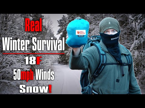 How to Survive 20 Hours with Minimal Gear - 18F - 50mph Winds and Snow in an Emergency Shelter