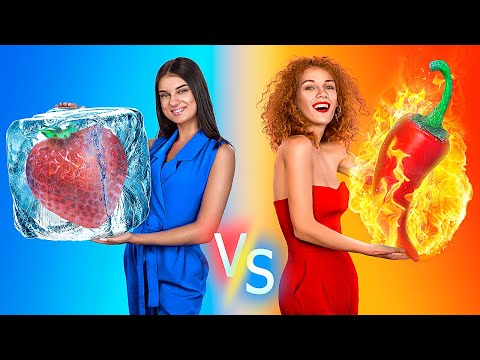 Heet vs Koud Uitdaging / Brandend Meisje vs IJskoud Meisje