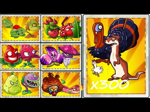 PvZ2 Challenge - Team Red & Random Every Plants Vs 300 Animal Zombie   Who Will Win?