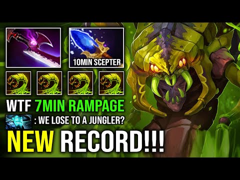 NEW RECORD 7Min Rampage Jungle From Level 1 Venomancer with 10Min Scepter 1 Shot Any Hero Dota 2