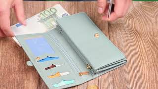 Дивовижний жіночий гаманець з великою кількістю відділень із натуральної шкіри Tony Bellucci 22065 сіро-зелений